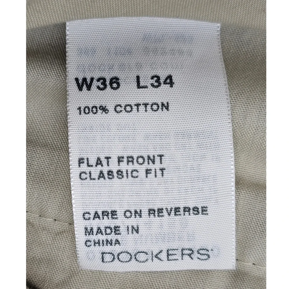 Dockers Mens Classic Fit‎ Flat Front Black Cotton Chino Pants 36x34 406714158